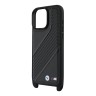 BMW для iPhone 16 Pro Max чехол Crossbody PU Carbon stripe Metal logo + Strap Hard Black