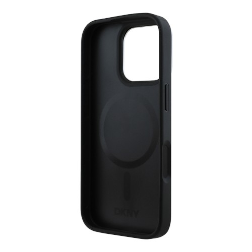 DKNY для iPhone 16 Pro чехол PU Checkered Metal logo Hard Black (MagSafe)