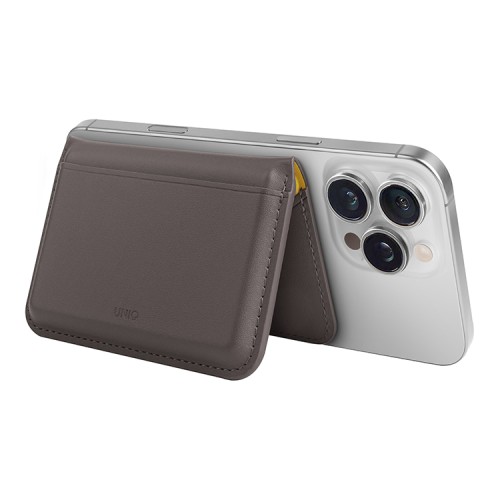 Uniq магн. бумажник Lyden DS Magnetic RFID-blocking wallet Flint Grey/Canary Yellow