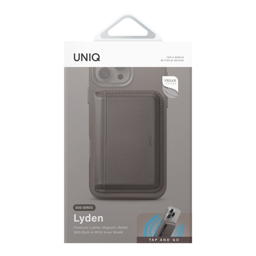 Uniq магн. бумажник Lyden DS Magnetic RFID-blocking wallet Flint Grey/Canary Yellow