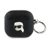 Karl Lagerfeld для Airpods 4 чехол PU Saffiano Monogram with ring NFT Metal Head Karl Black