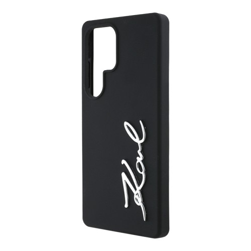 Karl Lagerfeld для Galaxy S25 Ultra чехол Liquid silicone Signature Metal logo & Camera frame Hard Black