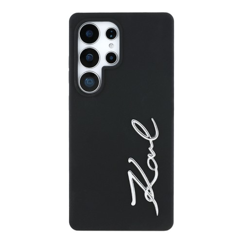 Karl Lagerfeld для Galaxy S25 Ultra чехол Liquid silicone Signature Metal logo & Camera frame Hard Black