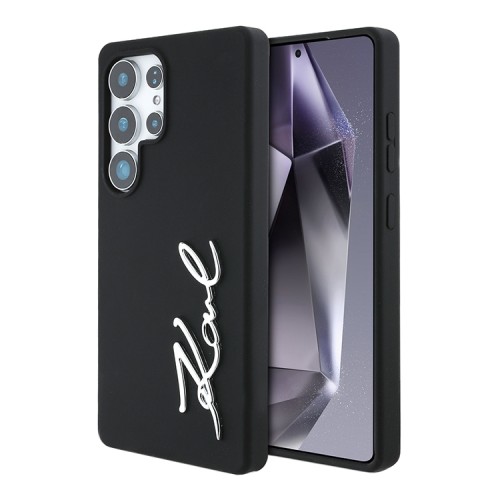 Karl Lagerfeld для Galaxy S25 Ultra чехол Liquid silicone Signature Metal logo & Camera frame Hard Black