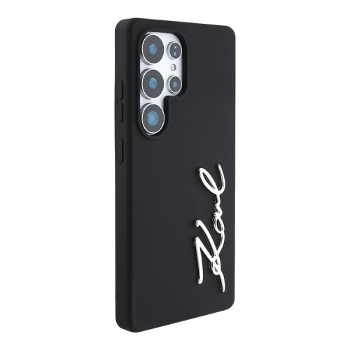Karl Lagerfeld для Galaxy S25 Ultra чехол Liquid silicone Signature Metal logo & Camera frame Hard Black