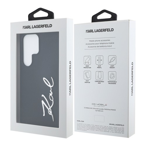 Karl Lagerfeld для Galaxy S25 Ultra чехол Liquid silicone Signature Metal logo & Camera frame Hard Black