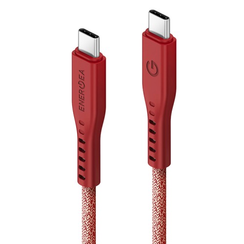 Energea Кабель FLOW USB-C to USB-C PD240W 5A Nanoweave Magnetic tie Red 1.5m