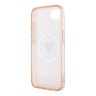 Guess для iPhone 16e чехол PC/TPU 4G Glitter Triangle logo Pink (MagSafe)