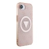 Guess для iPhone 16e чехол PC/TPU 4G Glitter Triangle logo Pink (MagSafe)