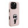 Karl Lagerfeld для iPhone 16 Pro чехол Liquid Silicone Sketch Karl Ikonik Pink (MagSafe)