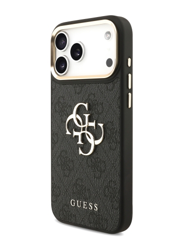 Guess для iPhone 17 Pro чехол Crossbody PU 4G Big metal logo Gold camera Hard + Strap Black