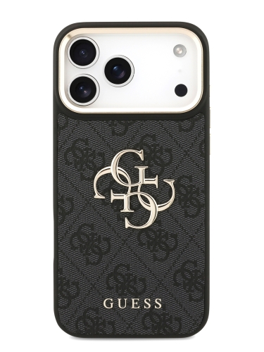 Guess для iPhone 17 Pro чехол Crossbody PU 4G Big metal logo Gold camera Hard + Strap Black