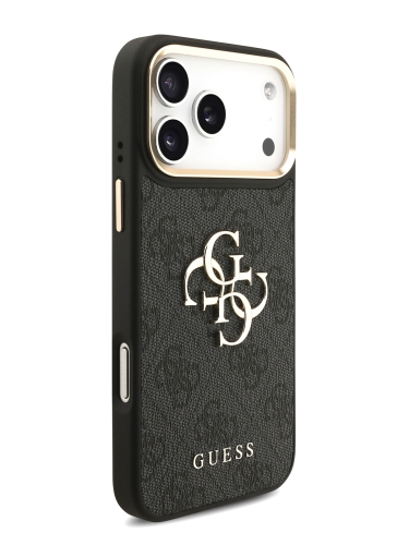 Guess для iPhone 17 Pro чехол Crossbody PU 4G Big metal logo Gold camera Hard + Strap Black