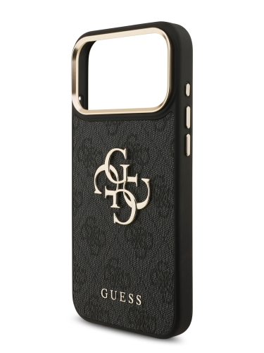Guess для iPhone 17 Pro чехол Crossbody PU 4G Big metal logo Gold camera Hard + Strap Black