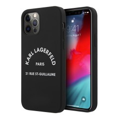 Чехол Karl Lagerfeld Liquid silicone RSG logo Hard для iPhone 12 | 12 Pro, черный