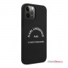 Чехол Karl Lagerfeld Liquid silicone RSG logo Hard для iPhone 12 | 12 Pro, черный
