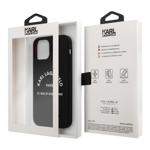 Чехол Karl Lagerfeld Liquid silicone RSG logo Hard для iPhone 12 | 12 Pro, черный