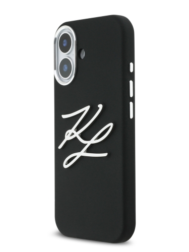 Karl Lagerfeld для iPhone 17 чехол Liquid Silicone Initials Metal Logo & Camera Hard Black