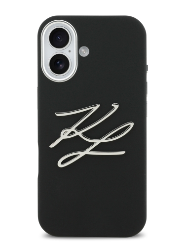 Karl Lagerfeld для iPhone 17 чехол Liquid Silicone Initials Metal Logo & Camera Hard Black