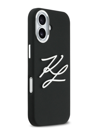 Karl Lagerfeld для iPhone 17 чехол Liquid Silicone Initials Metal Logo & Camera Hard Black