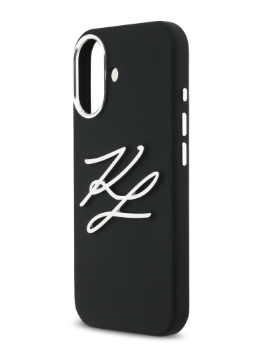Karl Lagerfeld для iPhone 17 чехол Liquid Silicone Initials Metal Logo & Camera Hard Black
