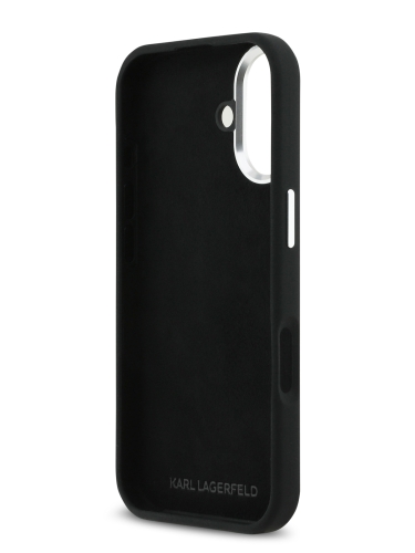 Karl Lagerfeld для iPhone 17 чехол Liquid Silicone Initials Metal Logo & Camera Hard Black