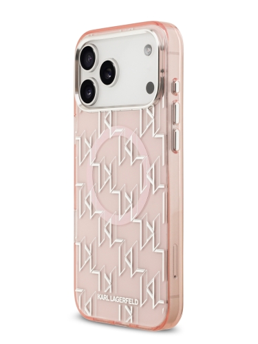 Karl Lagerfeld для iPhone 17 Pro Max чехол IML KL Monogram Metal camera Hard Pink (MagSafe)