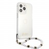 Чехол Guess Script logo Hard +Pearl strap White для iPhone 13 Pro, прозрачный