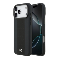 Mercedes для iPhone 17 Pro Max чехол Liquid silicone Vertical stripe Metal Cam Hard Black (MagSafe)