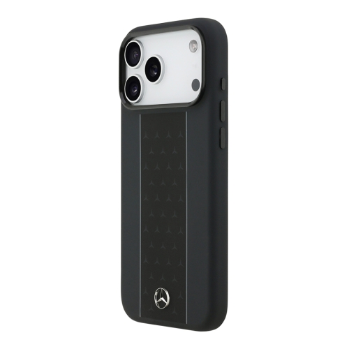 Mercedes для iPhone 17 Pro Max чехол Liquid silicone Vertical stripe Metal Cam Hard Black (MagSafe)