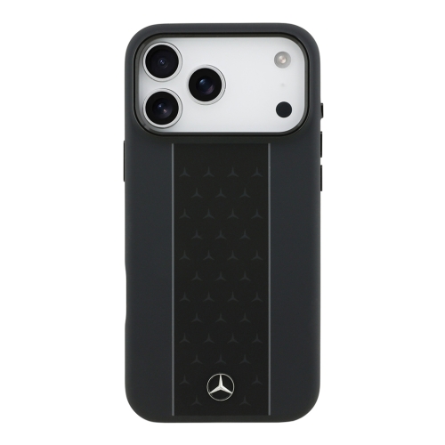 Mercedes для iPhone 17 Pro Max чехол Liquid silicone Vertical stripe Metal Cam Hard Black (MagSafe)