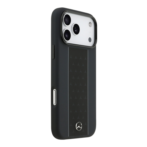Mercedes для iPhone 17 Pro Max чехол Liquid silicone Vertical stripe Metal Cam Hard Black (MagSafe)