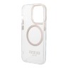 Чехол Guess Metal outline Hard для iPhone 14 Pro, прозрачный/золотой (MagSafe)