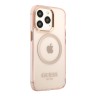 Чехол Guess Metal outline Hard для iPhone 13 Pro Max, розовый/золотой (MagSafe)