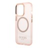 Чехол Guess Metal outline Hard для iPhone 13 Pro Max, розовый/золотой (MagSafe)