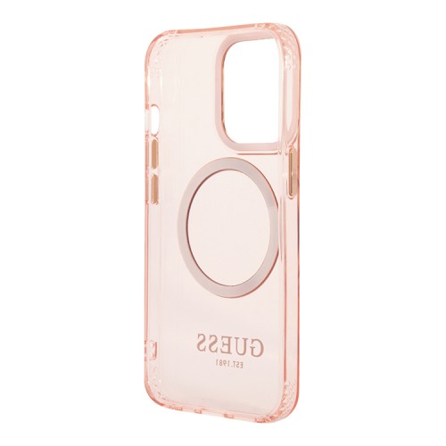 Чехол Guess Metal outline Hard для iPhone 13 Pro Max, розовый/золотой (MagSafe)