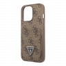 Чехол Guess PU 4G Double cardslot Metal triangle logo Hard для iPhone 13 Pro, коричневый