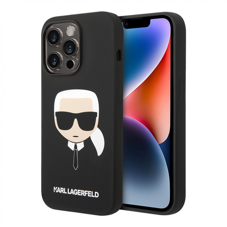 Чехол Lagerfeld Liquid silicone Karl's Head для iPhone 14 Pro Max, черный