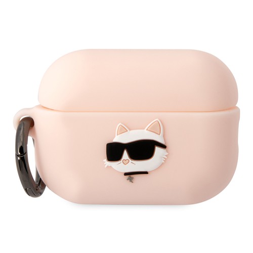 Чехол Lagerfeld Silicone case with ring NFT 3D Choupette для Airpods Pro 2, розовый