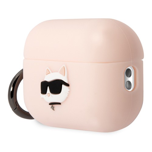 Чехол Lagerfeld Silicone case with ring NFT 3D Choupette для Airpods Pro 2, розовый
