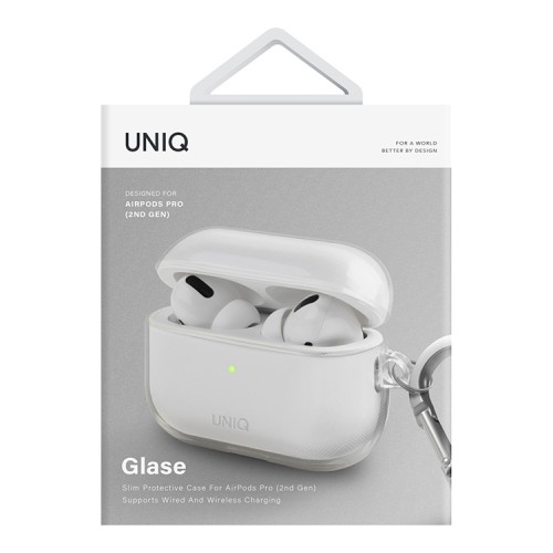 Чехол Uniq Glase с карабином для AirPods Pro 2, прозрачный