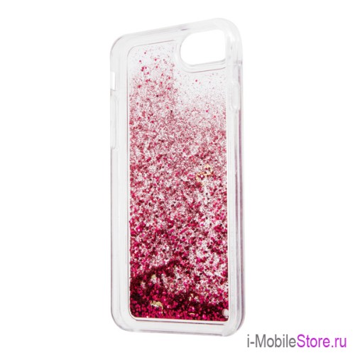 Чехол Guess Glitter для iPhone 7/8/SE, малиновый