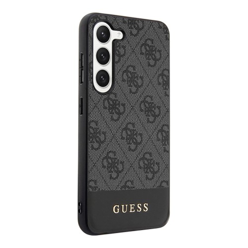 Чехол Guess PU 4G Bottom stripe Metal logo Hard для Galaxy S23 Plus, черный