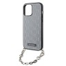 Чехол Lagerfeld PU Saffiano Monogram + Wrist chain Hard для iPhone 14 Pro Max, серебристый