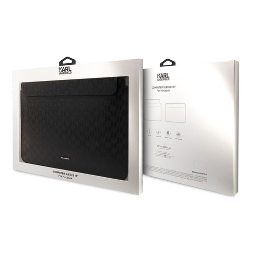 Чехол-папка Lagerfeld Saffiano Sleeve Monogram для Macbook 16", черный