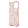 Чехол Guess Glitter Metal outline Hard для iPhone 13 Pro, розовый/золотой (MagSafe)