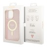 Чехол Guess Glitter Metal outline Hard для iPhone 13 Pro, розовый/золотой (MagSafe)