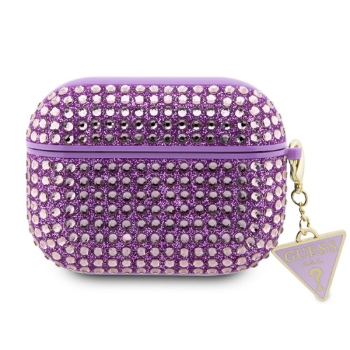 Чехол Guess Diamond Rhinestone with Triangle charm для Airpods Pro 2, фиолетовый