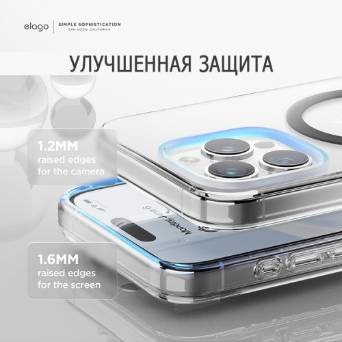 Elago для iPhone 15 Pro Max чехол HYBRID (pc/tpu) Clear/Black (MagSafe)