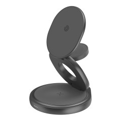 EnergEA Беспроводное СЗУ Bazic GoMag GYRE 3-in1 magnetic foldable 360 rotating 15W Gunmetal